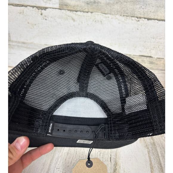 Prana black white baseball Journeyman Charcoal Bear Hug Unisex Trucker Cap Hat - Picture 3 of 5